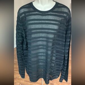 ARMANI EXCHANGE Mens Round Neck Black Knit Sheer Sweater Top Blouse  Sz XL